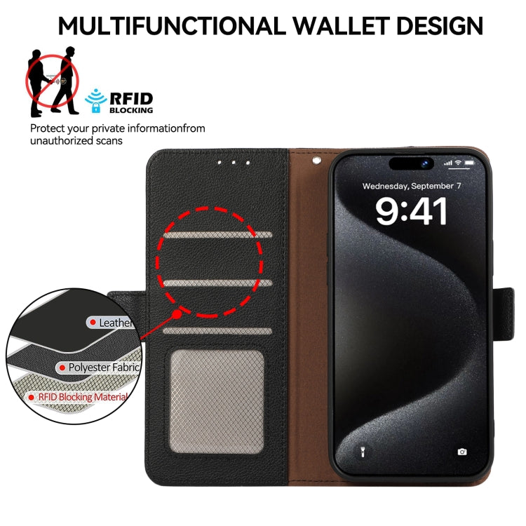 For Samsung Galaxy Xcover7 ABEEL Side-Magnetic Litchi Pattern Leather RFID Phone Case(Black) - Galaxy Phone Cases by PMC TechLife | Online Shopping South Africa | PMC TechLife