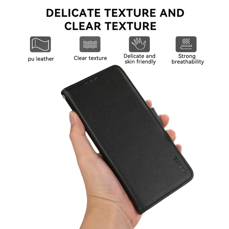 For Samsung Galaxy Xcover7 ABEEL Side-Magnetic Litchi Pattern Leather RFID Phone Case(Black) - Galaxy Phone Cases by PMC TechLife | Online Shopping South Africa | PMC TechLife