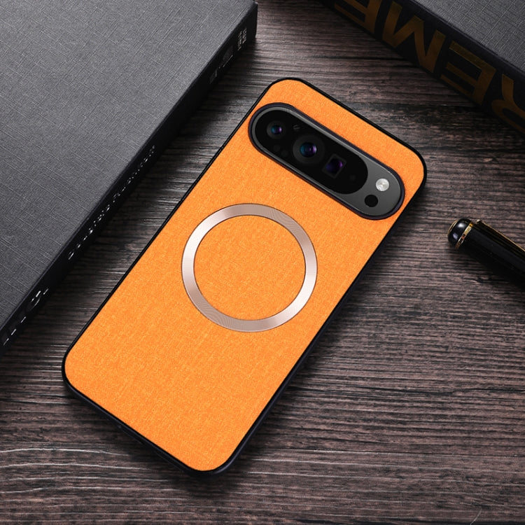For Google Pixel 9 CD Magnetic Ring Cloth Texture PU Phone Case(Orange) - Google Cases by PMC TechLife | Online Shopping South Africa | PMC TechLife | Buy Now Pay Later Mobicred