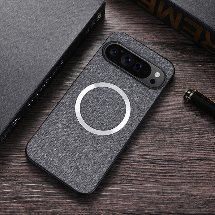 For Google Pixel 9 CD Magnetic Ring Cloth Texture PU Phone Case(Grey) - Google Cases by PMC TechLife | Online Shopping South Africa | PMC TechLife | Buy Now Pay Later Mobicred