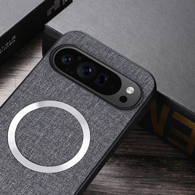 For Google Pixel 9 CD Magnetic Ring Cloth Texture PU Phone Case(Grey) - Google Cases by PMC Jewellery | Online Shopping South Africa | PMC Jewellery | Buy Now Pay Later Mobicred