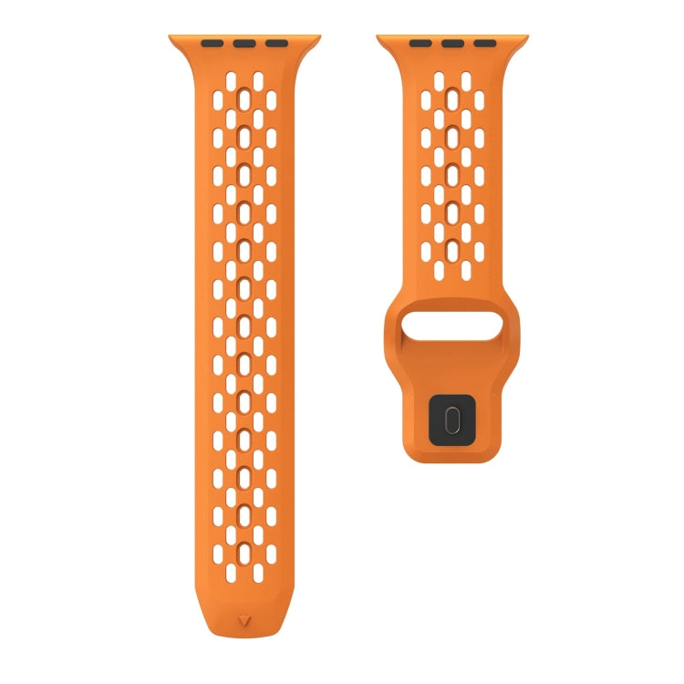 For Apple Watch 42mm Oval Holes Fluororubber Watch Band(Orange) - Watch Bands by PMC TechLife | Online Shopping South Africa | PMC TechLife