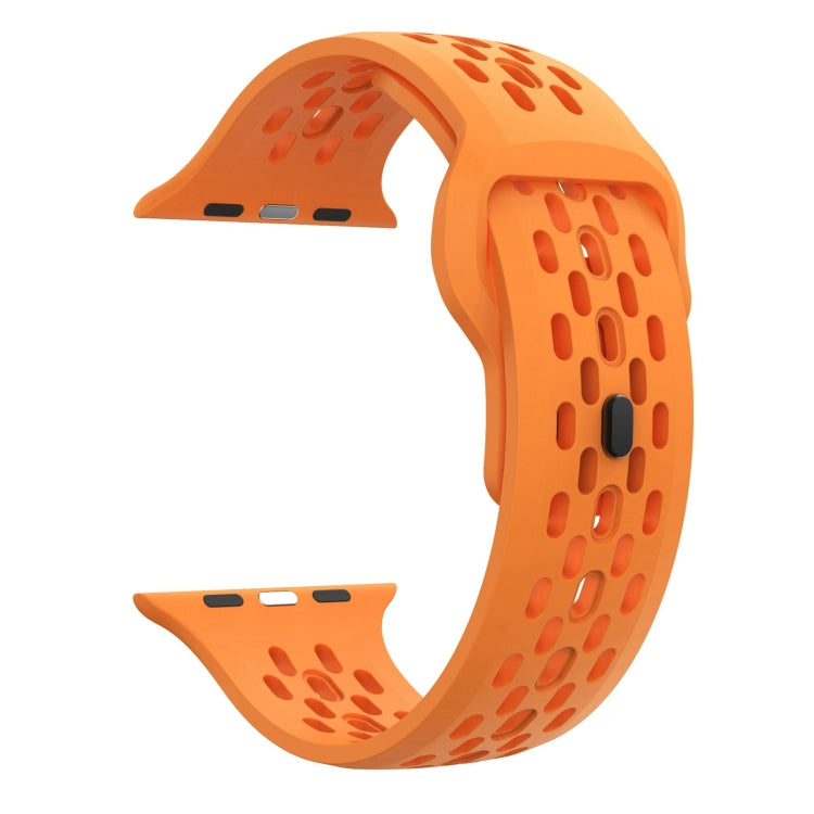 For Apple Watch 42mm Oval Holes Fluororubber Watch Band(Orange) - Watch Bands by PMC TechLife | Online Shopping South Africa | PMC TechLife