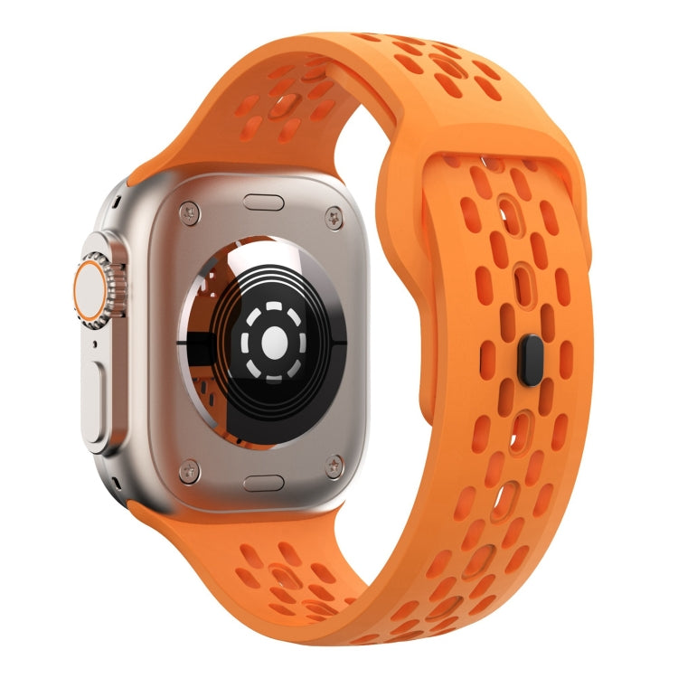 For Apple Watch 42mm Oval Holes Fluororubber Watch Band(Orange) - Watch Bands by PMC TechLife | Online Shopping South Africa | PMC TechLife