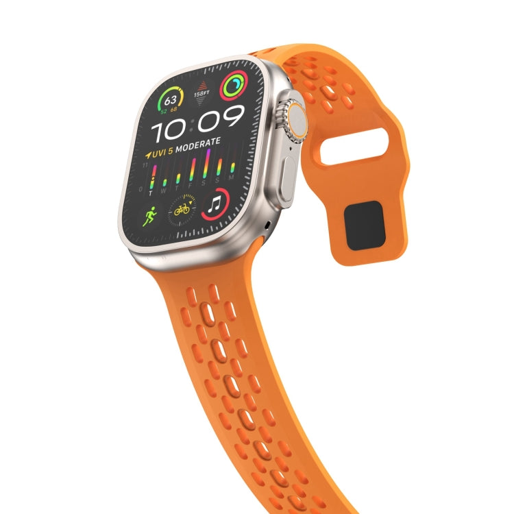 For Apple Watch 42mm Oval Holes Fluororubber Watch Band(Orange) - Watch Bands by PMC TechLife | Online Shopping South Africa | PMC TechLife