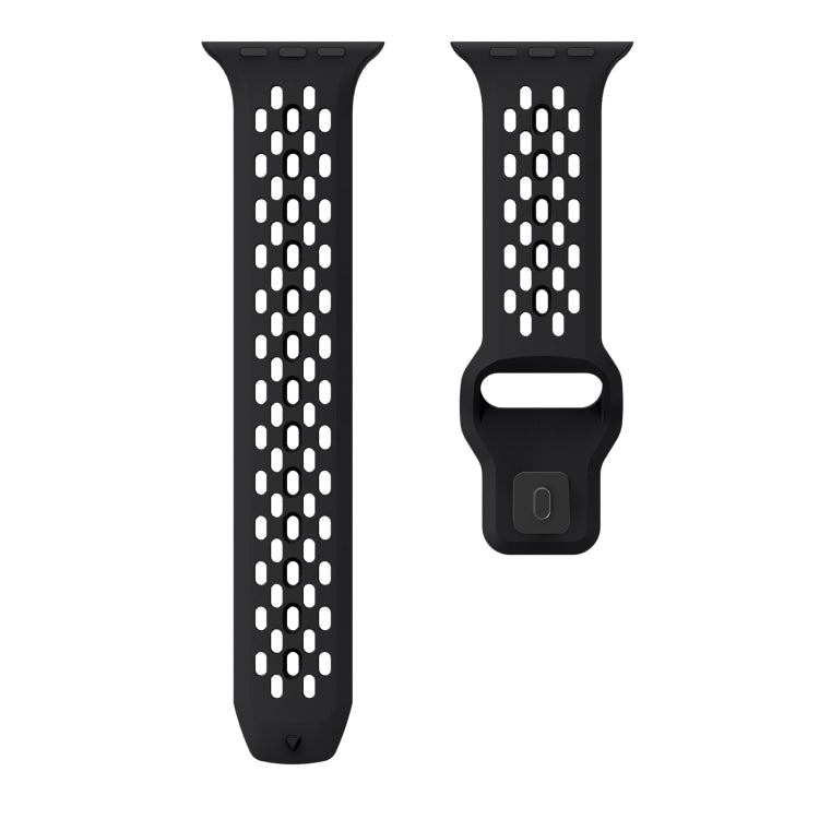 For Apple Watch 42mm Oval Holes Fluororubber Watch Band(Black) - Watch Bands by PMC TechLife | Online Shopping South Africa | PMC TechLife