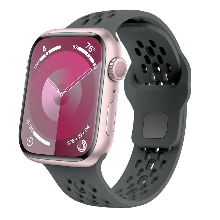 For Apple Watch 42mm Oval Holes Fluororubber Watch Band(Dark Grey) - Watch Bands by PMC TechLife | Online Shopping South Africa | PMC TechLife