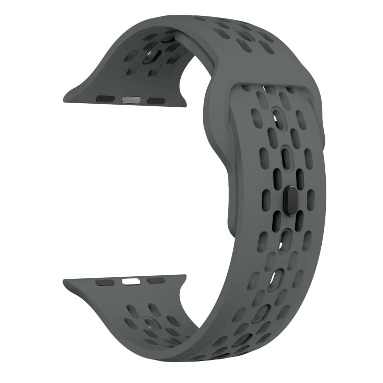 For Apple Watch 42mm Oval Holes Fluororubber Watch Band(Dark Grey) - Watch Bands by PMC TechLife | Online Shopping South Africa | PMC TechLife