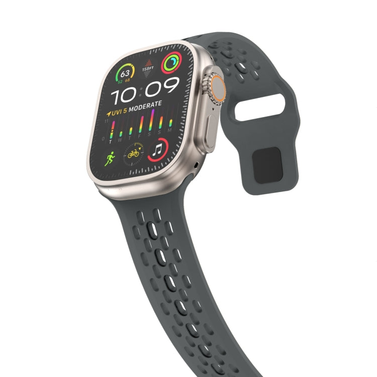 For Apple Watch 42mm Oval Holes Fluororubber Watch Band(Dark Grey) - Watch Bands by PMC TechLife | Online Shopping South Africa | PMC TechLife