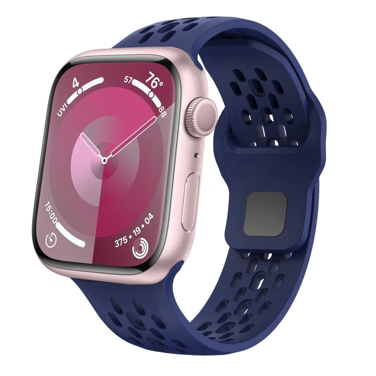For Apple Watch 42mm Oval Holes Fluororubber Watch Band(Midnight Blue) - free shipping - PMC TechLife - Order now!