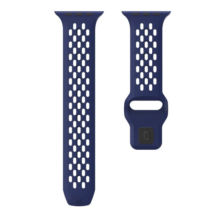 For Apple Watch 42mm Oval Holes Fluororubber Watch Band(Midnight Blue) - free shipping - PMC TechLife - Order now!