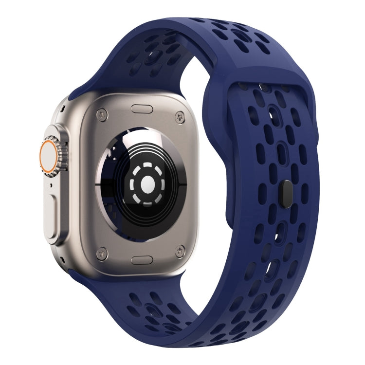 For Apple Watch 42mm Oval Holes Fluororubber Watch Band(Midnight Blue) - free shipping - PMC TechLife - Order now!