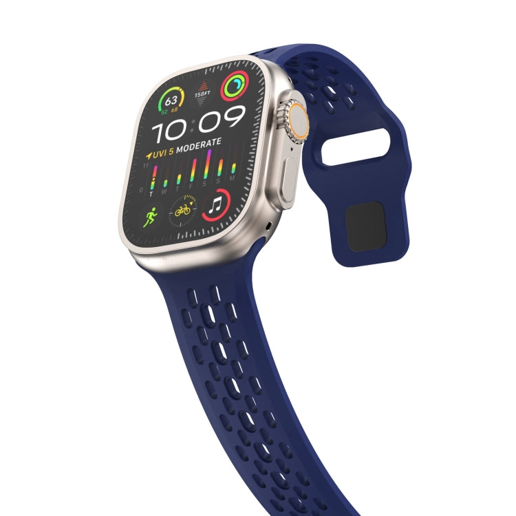 For Apple Watch 42mm Oval Holes Fluororubber Watch Band(Midnight Blue) - free shipping - PMC TechLife - Order now!