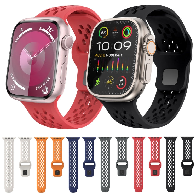 For Apple Watch 42mm Oval Holes Fluororubber Watch Band(Midnight Blue) - free shipping - PMC TechLife - Order now!