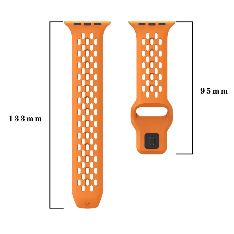 For Apple Watch 42mm Oval Holes Fluororubber Watch Band(Black) - Watch Bands by PMC TechLife | Online Shopping South Africa | PMC TechLife