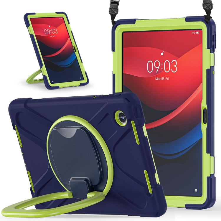 For Lenovo Tab M11 /Xiaomi Pad 11 2024 Silicone Hybrid PC Tablet Case with Holder & Shoulder Strap(Navy Blue Olivine) - Lenovo by PMC Jewellery | Online Shopping South Africa | PMC Jewellery | Buy Now Pay Later Mobicred