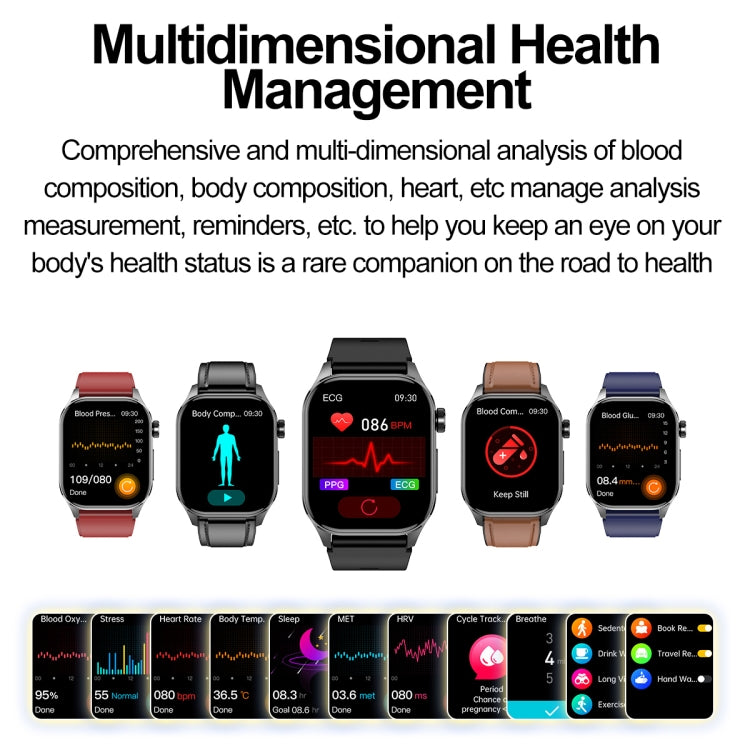 ET580 2.04 inch AMOLED Screen Sports Smart Watch Support Bluethooth Call /  ECG Function(Red Silicone Band) - Smart Watches by PMC Jewellery | Online Shopping South Africa | PMC Jewellery