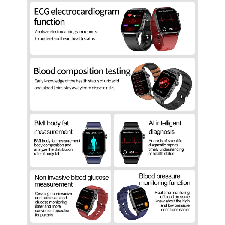 ET580 2.04 inch AMOLED Screen Sports Smart Watch Support Bluetooth Call /  ECG Function(Brown Leather Band) - free shipping - PMC TechLife - Order now!