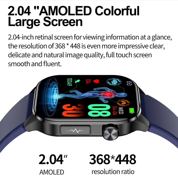 ET580 2.04 inch AMOLED Screen Sports Smart Watch Support Bluethooth Call /  ECG Function(Black Butterfly Buckle) - Smart Watches by PMC TechLife | Online Shopping South Africa | PMC TechLife