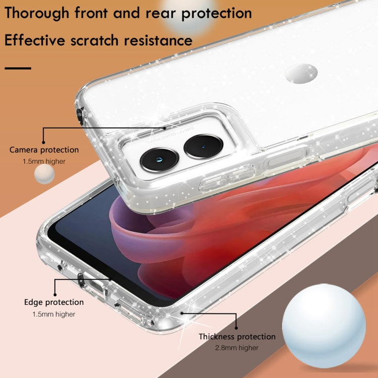 For Motorola Moto G Play 4G 2024 Terminator Style Shockproof Phone Case(Glitter White) - Motorola Cases by PMC Jewellery | Online Shopping South Africa | PMC Jewellery | Buy Now Pay Later Mobicred