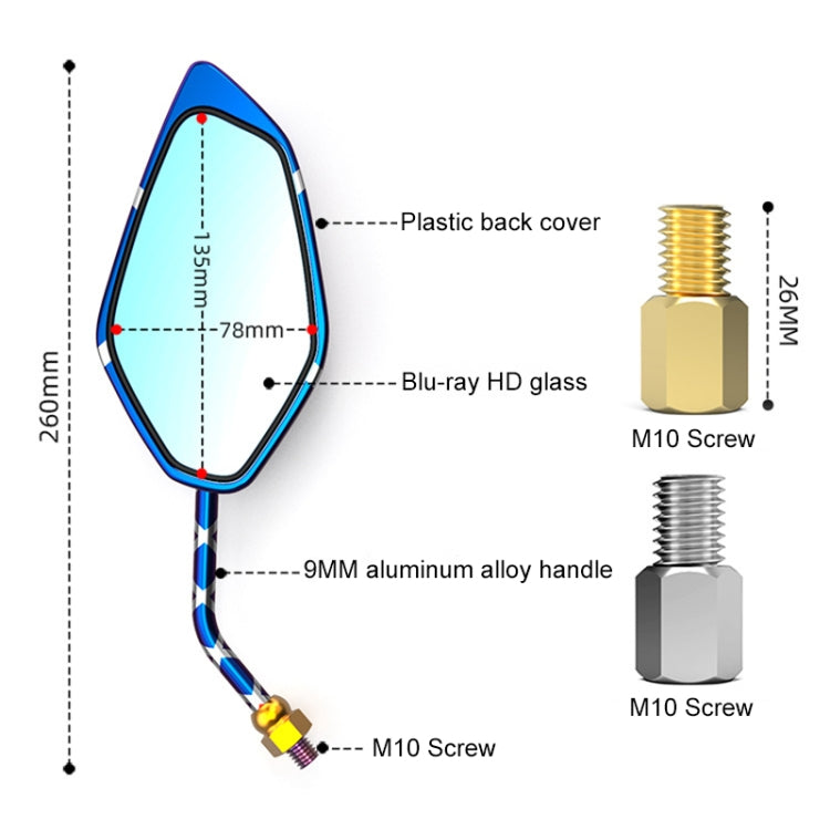 Motorcycle / Electromobile Modified Diamond-shaped Burnt Titanium Plating Rearview Mirror, Style:Carbon Fiber Type X Texture - Side Mirrors by PMC TechLife | Online Shopping South Africa | PMC TechLife | Buy Now Pay Later Mobicred