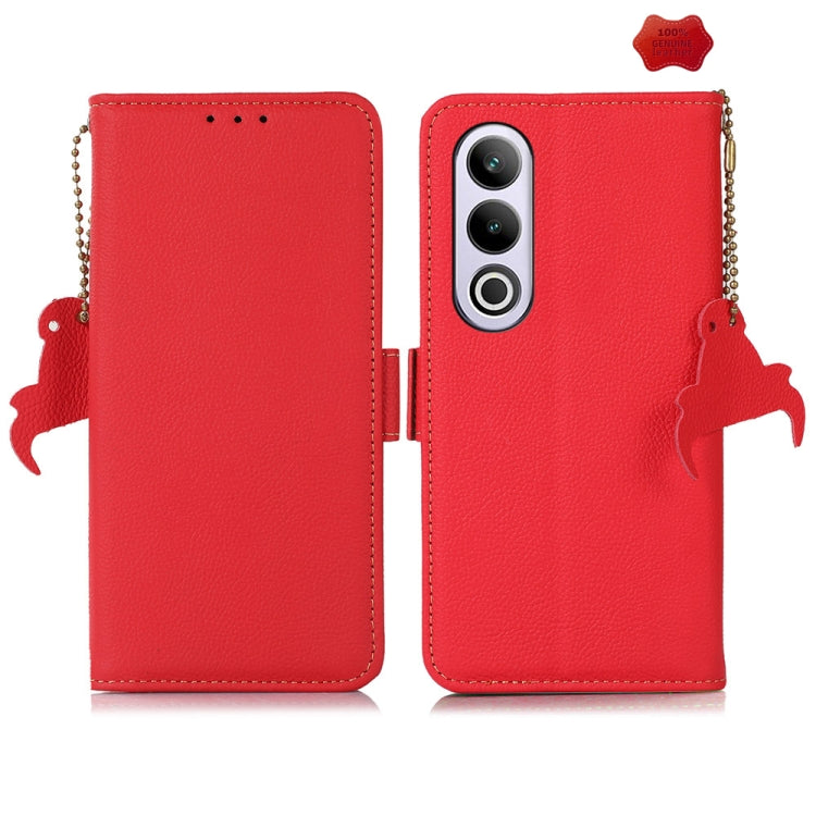 For OnePlus CE4 5G Global Side-Magnetic TJ Genuine Leather RFID Phone Case(Red) - free shipping - PMC TechLife - Order now!