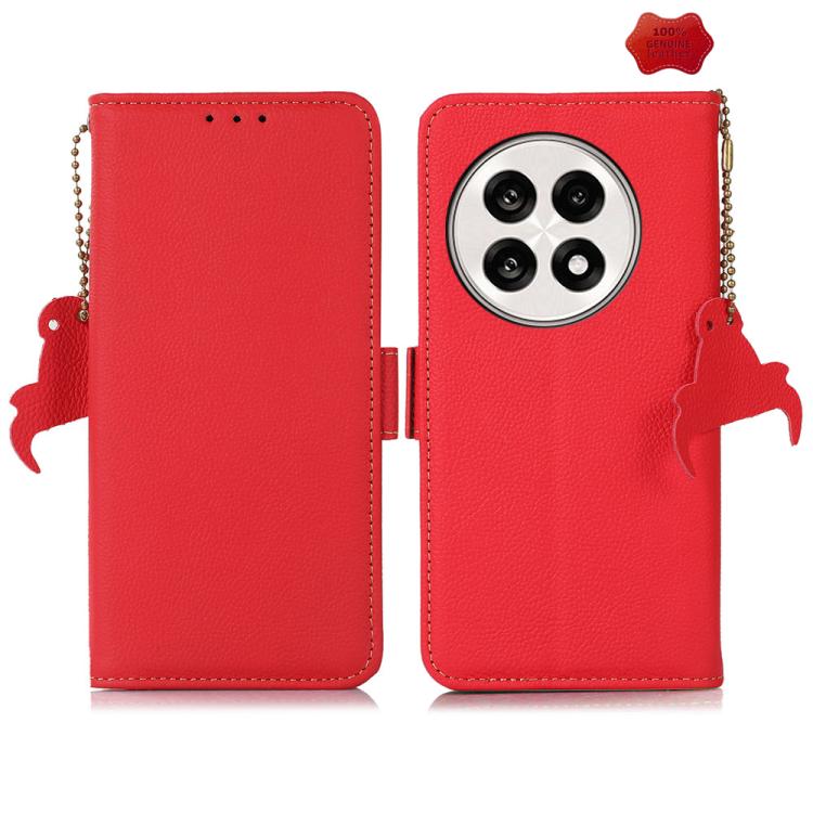 For OnePlus Ace 5 Pro / Ace 5 / 13R Side-Magnetic TJ Genuine Leather RFID Phone Case(Red) - OnePlus Cases by PMC TechLife | Online Shopping South Africa | PMC TechLife | Buy Now Pay Later Mobicred