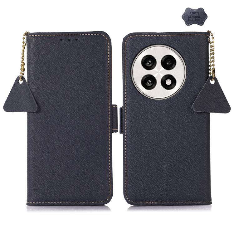 For OnePlus Ace 5 Pro / Ace 5 / 13R Side-Magnetic TJ Genuine Leather RFID Phone Case(Blue) - OnePlus Cases by PMC TechLife | Online Shopping South Africa | PMC TechLife | Buy Now Pay Later Mobicred