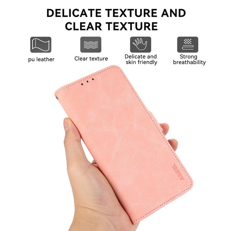 For iPhone 17 Air ABEEL Frosted Magnetic RFID Leather Phone Case(Pink) - free shipping - PMc TechLife - Order now!