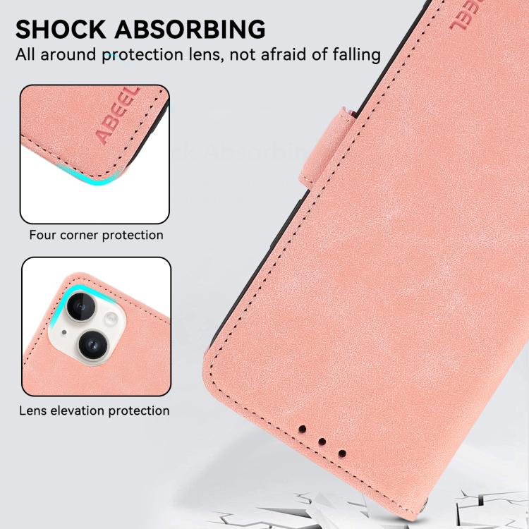 For iPhone 17 Air ABEEL Frosted Magnetic RFID Leather Phone Case(Pink) - free shipping - PMc TechLife - Order now!