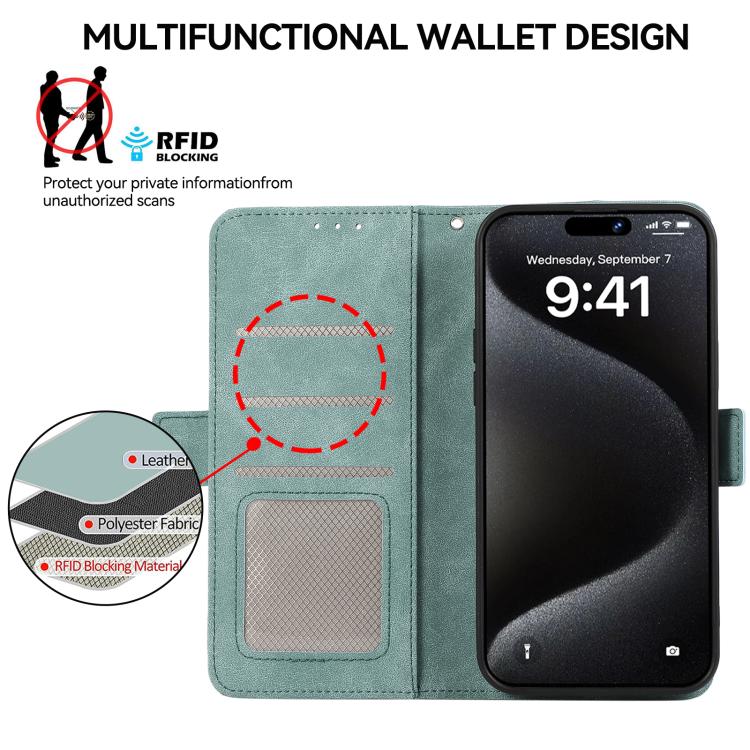 For iPhone 17 Air ABEEL Frosted Magnetic RFID Leather Phone Case(Cyan) - free shipping - PMc TechLife - Order now!