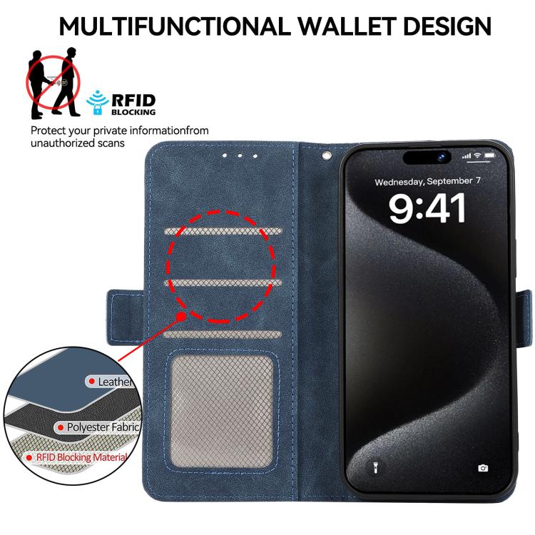 For iPhone 17 Pro ABEEL Frosted Magnetic RFID Leather Phone Case(Blue) - free shipping - PMc TechLife - Order now!