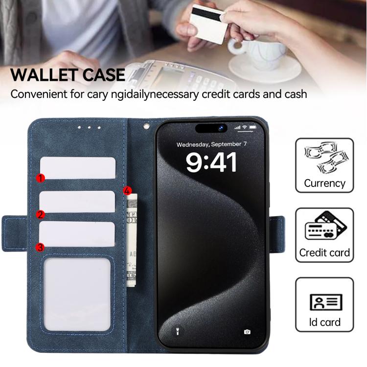 For iPhone 17 Pro ABEEL Frosted Magnetic RFID Leather Phone Case(Blue) - free shipping - PMc TechLife - Order now!