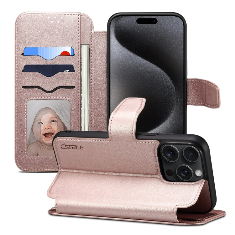 For iPhone 15 Pro Max ESEBLE E1 Nappa Texture MagSafe Holder Leather Phone Case(Rose Gold) - iPhone 15 Pro Max Cases by ESEBLE | Online Shopping South Africa | PMC Jewellery | Buy Now Pay Later Mobicred