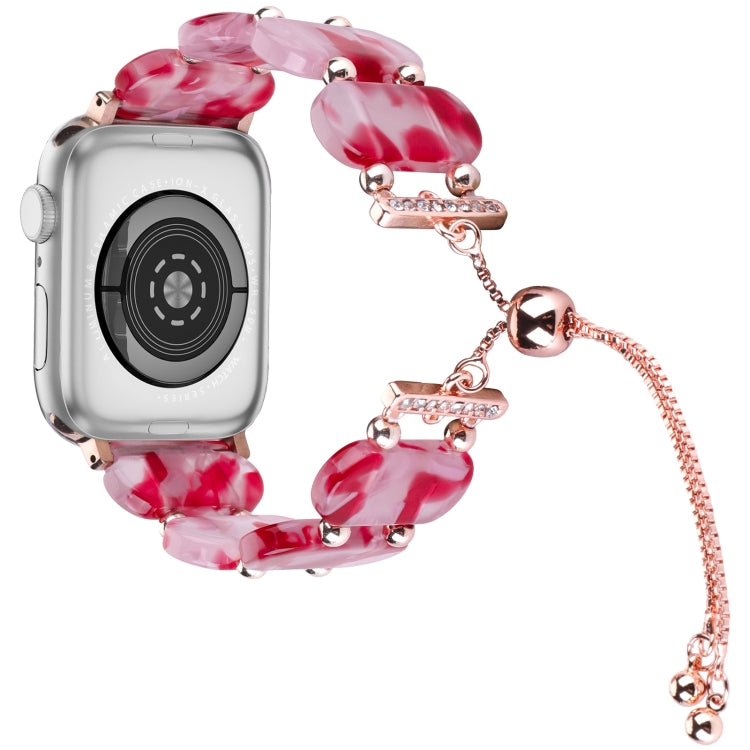 For Apple Watch SE 2023 40mm Resin Retractable Chain Watch Band(Rose Red) - Watch Bands by PMC Jewellery | Online Shopping South Africa | PMC Jewellery