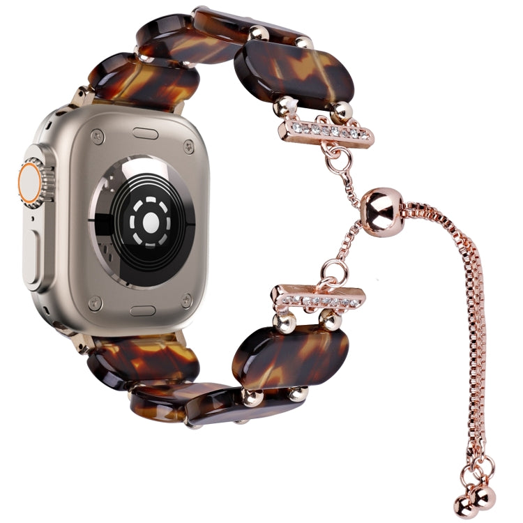 For Apple Watch Ultra 2 49mm Resin Retractable Chain Watch Band(Tortoiseshell) - Watch Bands by PMC TechLife | Online Shopping South Africa | PMC TechLife