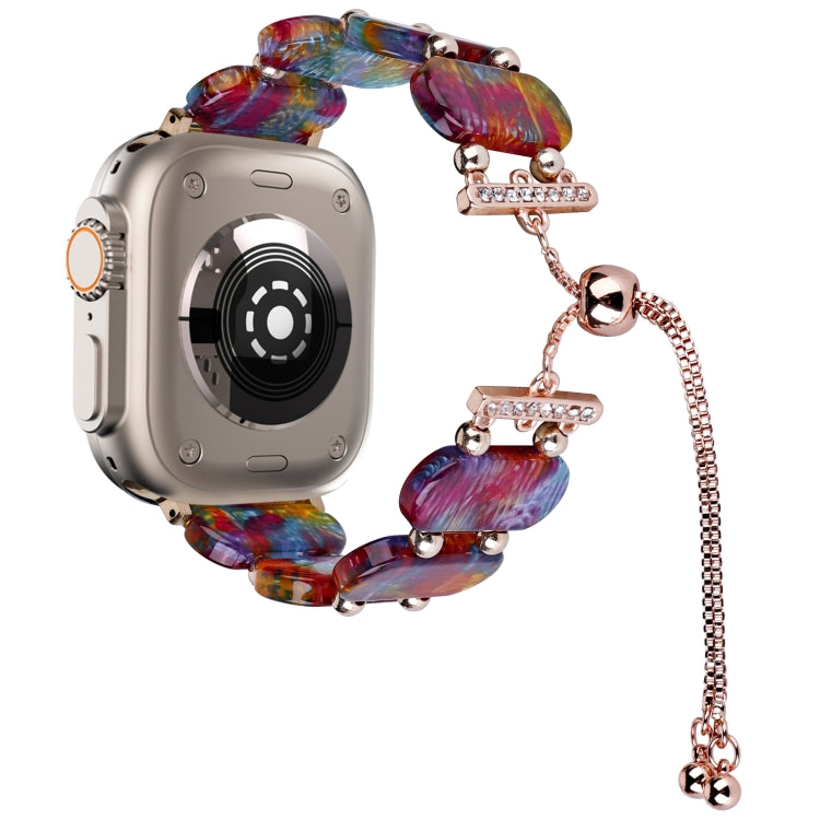 For Apple Watch Ultra 2 49mm Resin Retractable Chain Watch Band(Pearlescent Rainbow) - Watch Bands by PMC TechLife | Online Shopping South Africa | PMC TechLife