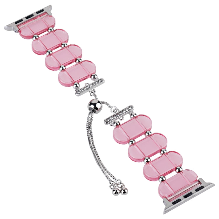 For Apple Watch Series 9 41mm Resin Retractable Chain Watch Band(Pink) - Watch Bands by PMC TechLife | Online Shopping South Africa | PMC TechLife