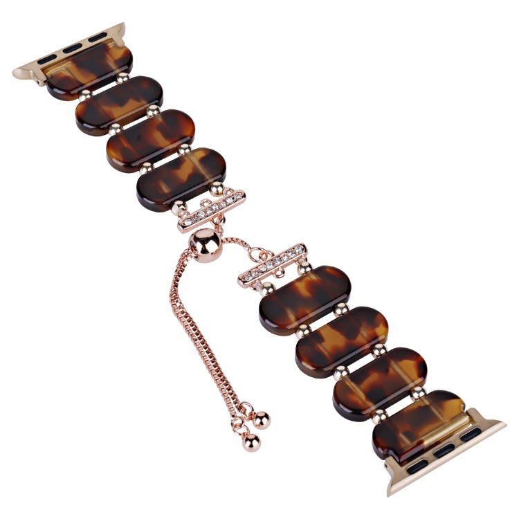 For Apple Watch Ultra 49mm Resin Retractable Chain Watch Band(Tortoiseshell) - Watch Bands by PMC TechLife | Online Shopping South Africa | PMC TechLife