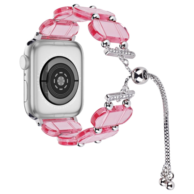 For Apple Watch Series 8 41mm Resin Retractable Chain Watch Band(Pink) - Watch Bands by PMC TechLife | Online Shopping South Africa | PMC TechLife | Buy Now Pay Later Mobicred