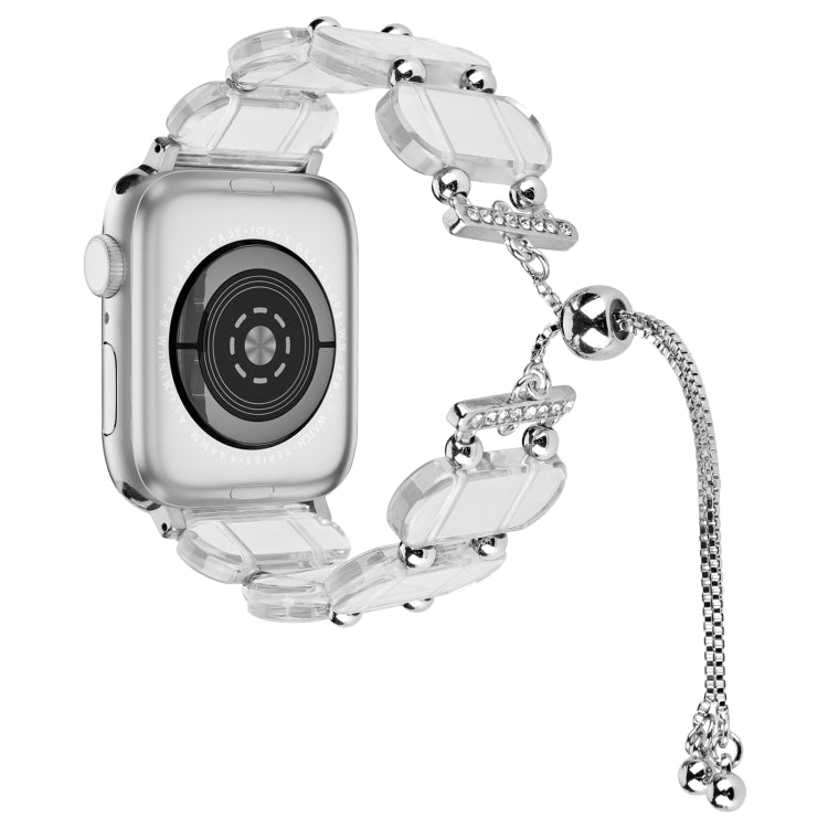 For Apple Watch Series 8 41mm Resin Retractable Chain Watch Band(Transparent) - Watch Bands by PMC Jewellery | Online Shopping South Africa | PMC Jewellery