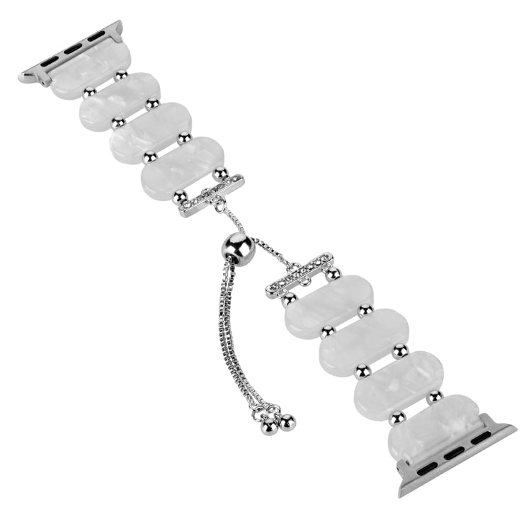 For Apple Watch Series 8 41mm Resin Retractable Chain Watch Band(Pearl White) - Watch Bands by PMC TechLife | Online Shopping South Africa | PMC TechLife