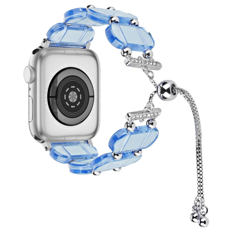 For Apple Watch Series 8 45mm Resin Retractable Chain Watch Band(Blue) - Watch Bands by PMC TechLife | Online Shopping South Africa | PMC TechLife