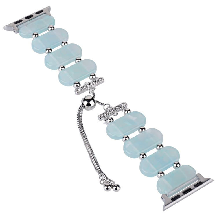 For Apple Watch Series 7 41mm Resin Retractable Chain Watch Band(Ice Blue) - Watch Bands by PMC TechLife | Online Shopping South Africa | PMC TechLife