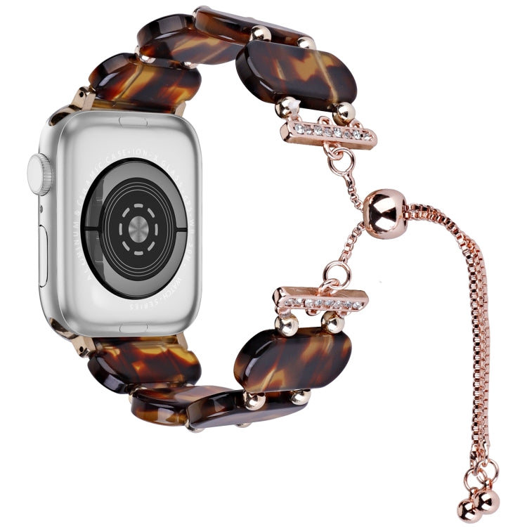 For Apple Watch Series 7 41mm Resin Retractable Chain Watch Band(Tortoiseshell) - Watch Bands by PMC TechLife | Online Shopping South Africa | PMC TechLife