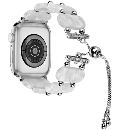 For Apple Watch Series 7 45mm Resin Retractable Chain Watch Band(Pearl White) - Watch Bands by PMC Jewellery | Online Shopping South Africa | PMC Jewellery