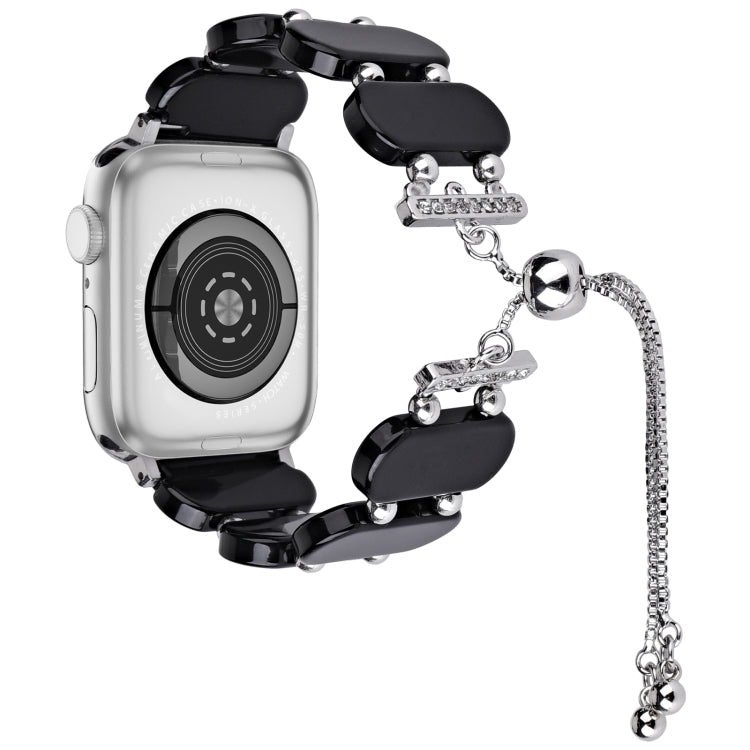 For Apple Watch SE 40mm Resin Retractable Chain Watch Band(Black) - Watch Bands by PMC TechLife | Online Shopping South Africa | PMC TechLife