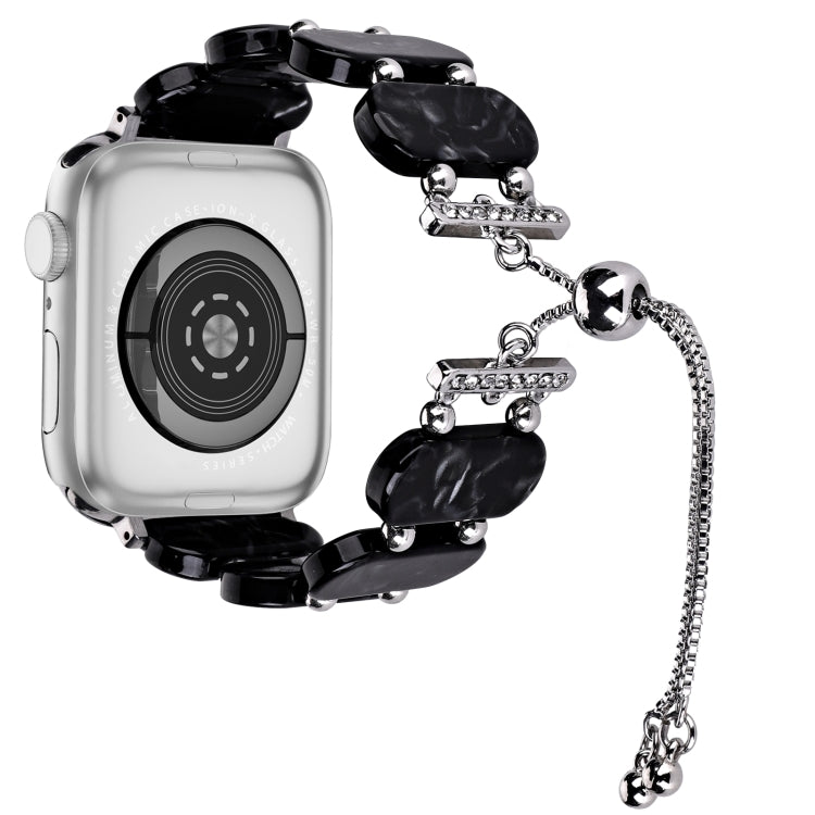 For Apple Watch SE 40mm Resin Retractable Chain Watch Band(Black Flower) - Watch Bands by PMC TechLife | Online Shopping South Africa | PMC TechLife