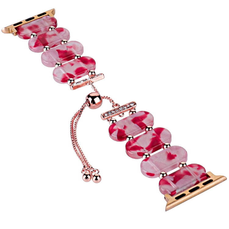 For Apple Watch Series 6 40mm Resin Retractable Chain Watch Band(Rose Red) - Watch Bands by PMC TechLife | Online Shopping South Africa | PMC TechLife