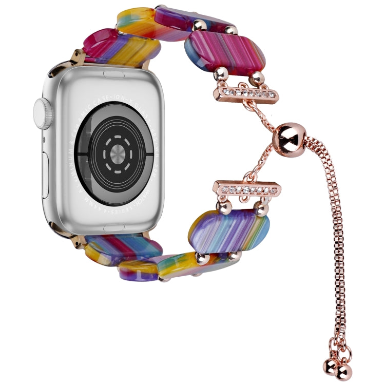 For Apple Watch Series 5 44mm Resin Retractable Chain Watch Band(Rainbow) - Watch Bands by PMC TechLife | Online Shopping South Africa | PMC TechLife